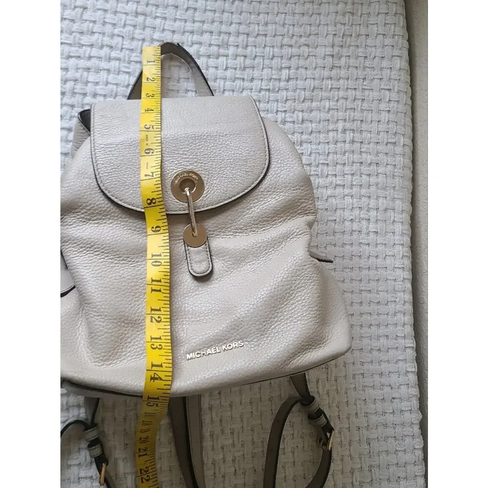 Michael Kors Pebbled Leather Backpack in Light Cream with Gold Hardware